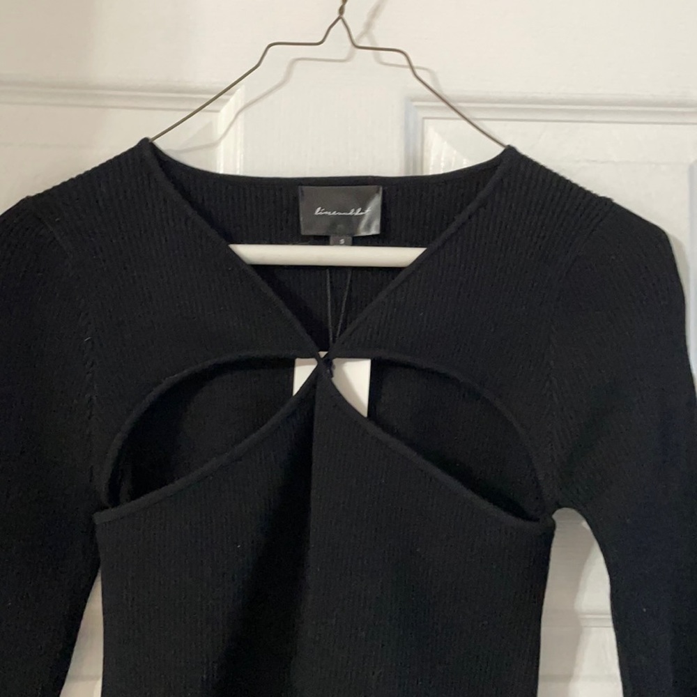 Black cut out long sleeve top
